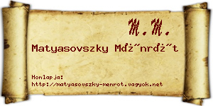 Matyasovszky Ménrót névjegykártya